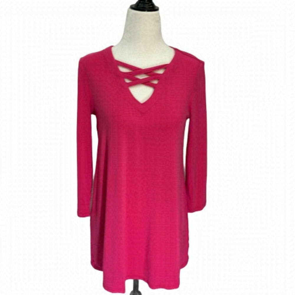 Pure Essence💜Fuchsia Tunic Criss-Cross Neckline size XS